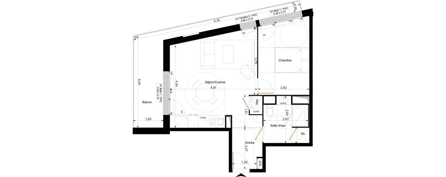 Appartement T2 de 45,47 m2 &agrave; Orl&eacute;ans Corne de cerf - guignegault