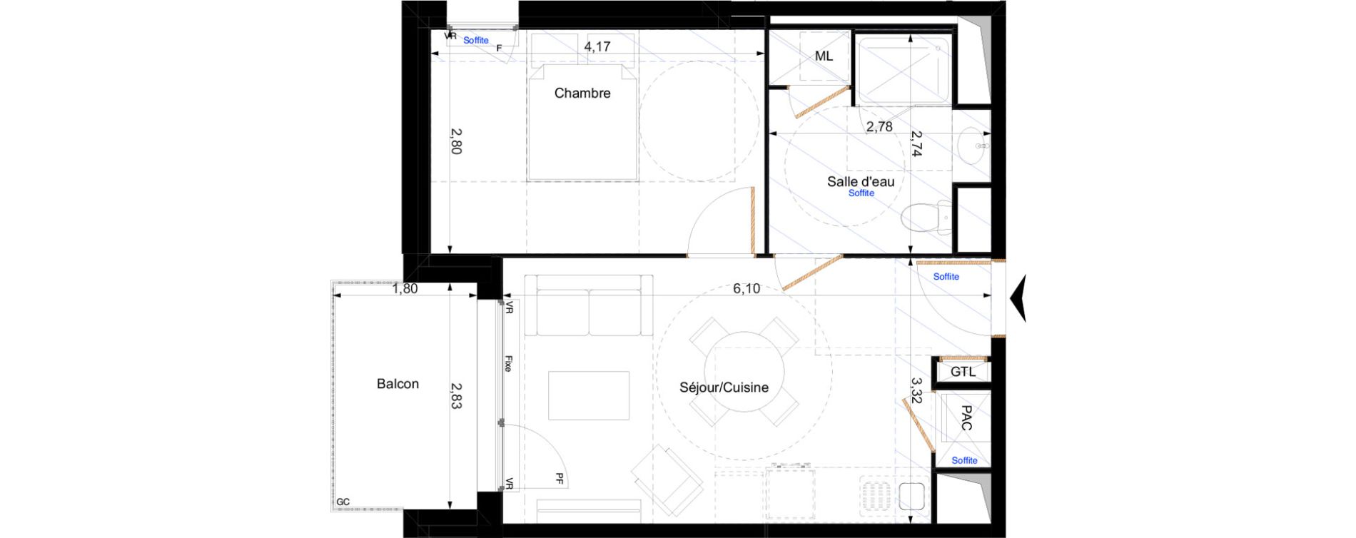 Appartement T2 de 38,26 m2 &agrave; Orl&eacute;ans Corne de cerf - guignegault