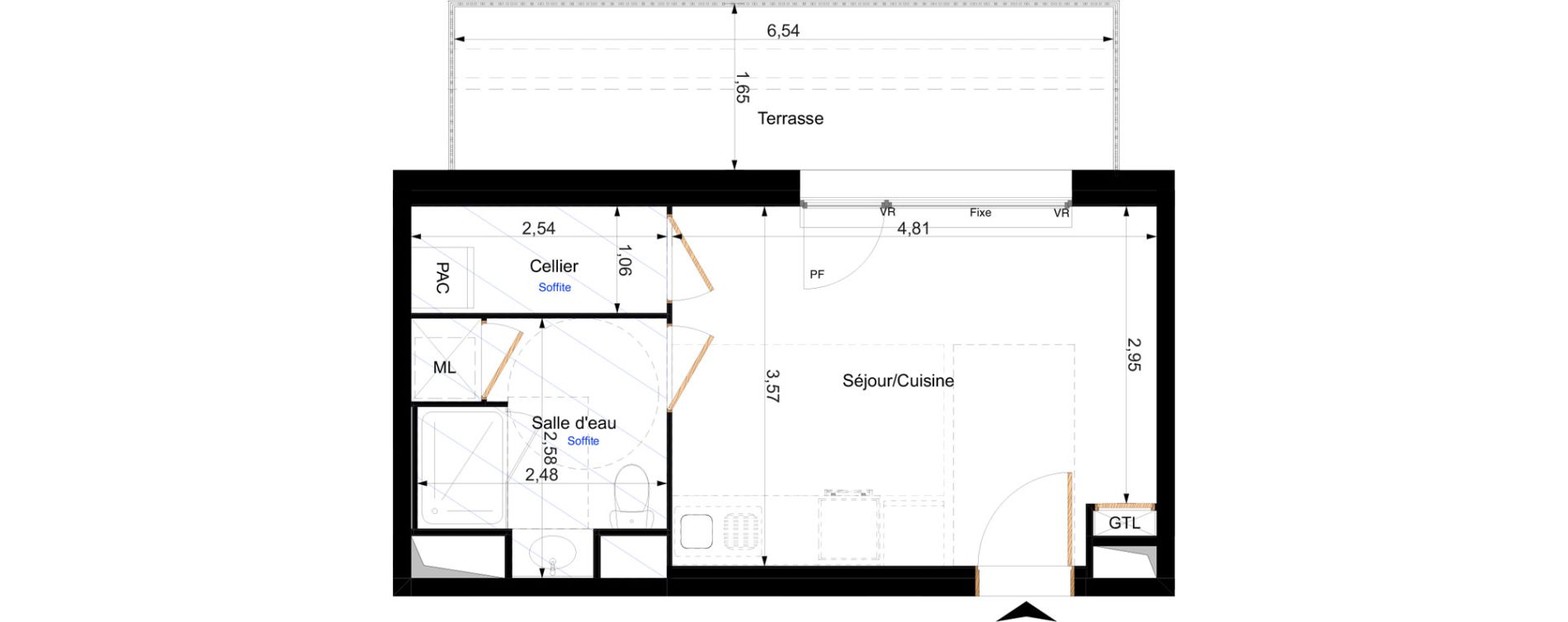 Appartement T1 de 25,37 m2 &agrave; Orl&eacute;ans Corne de cerf - guignegault