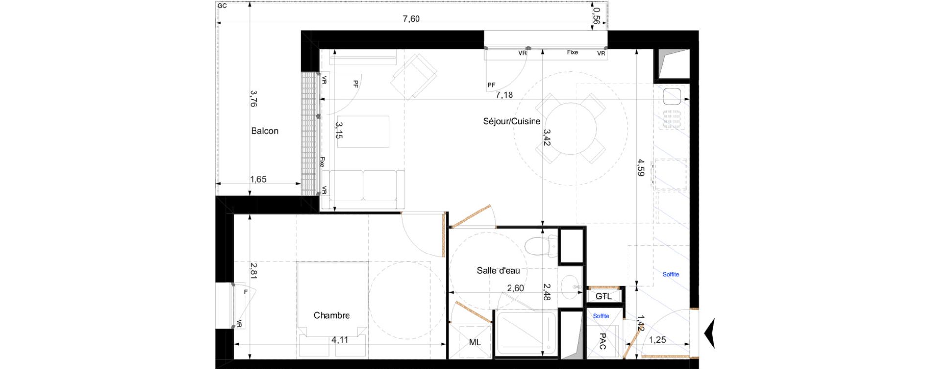 Appartement T2 de 45,81 m2 &agrave; Orl&eacute;ans Corne de cerf - guignegault