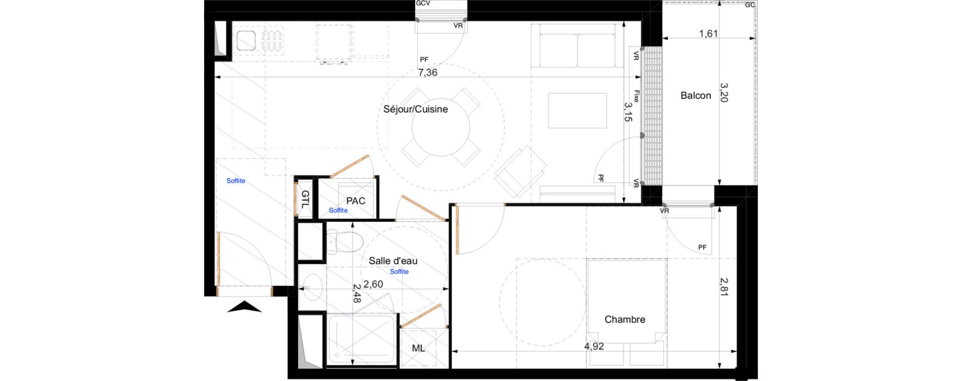 Appartement T2 de 45,12 m2 &agrave; Orl&eacute;ans Corne de cerf - guignegault