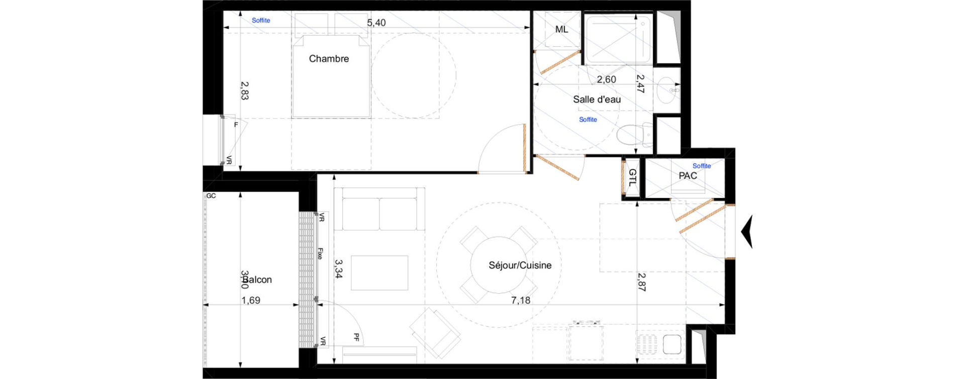 Appartement T2 de 45,41 m2 &agrave; Orl&eacute;ans Corne de cerf - guignegault