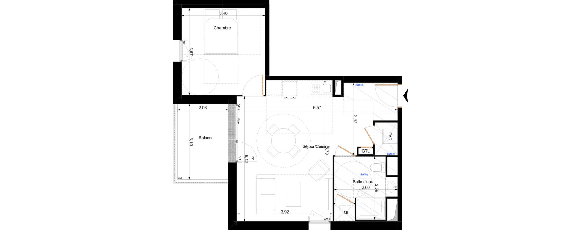 Appartement T2 de 47,60 m2 &agrave; Orl&eacute;ans Corne de cerf - guignegault