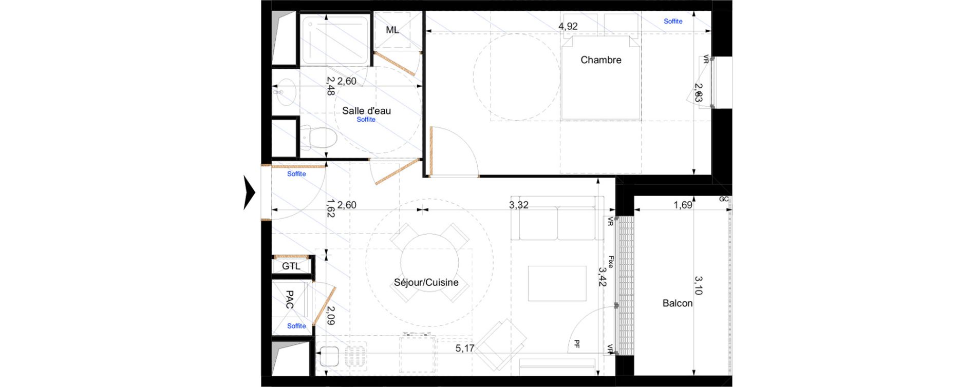 Appartement T2 de 40,07 m2 &agrave; Orl&eacute;ans Corne de cerf - guignegault