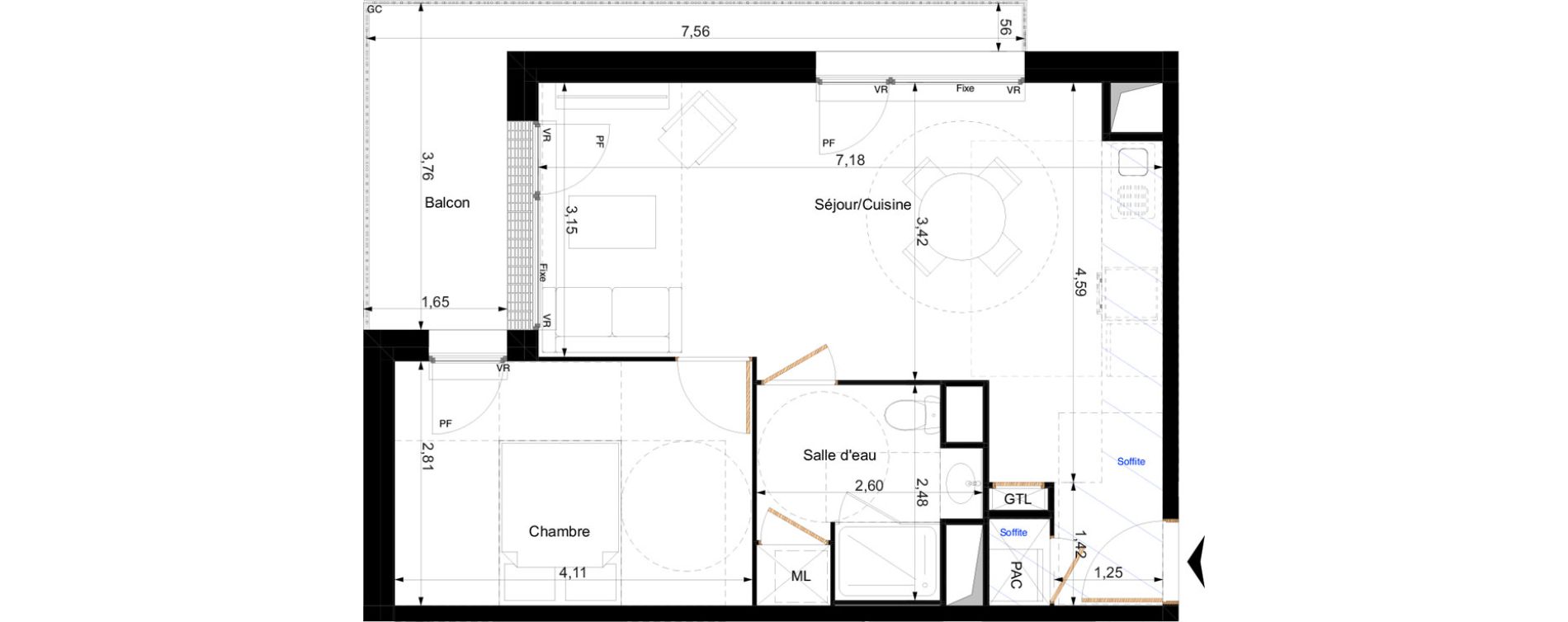 Appartement T2 de 45,81 m2 &agrave; Orl&eacute;ans Corne de cerf - guignegault