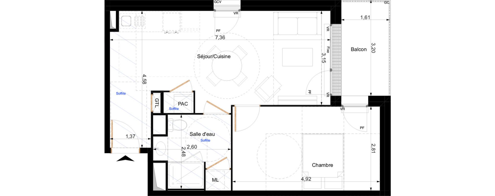 Appartement T2 de 45,12 m2 &agrave; Orl&eacute;ans Corne de cerf - guignegault