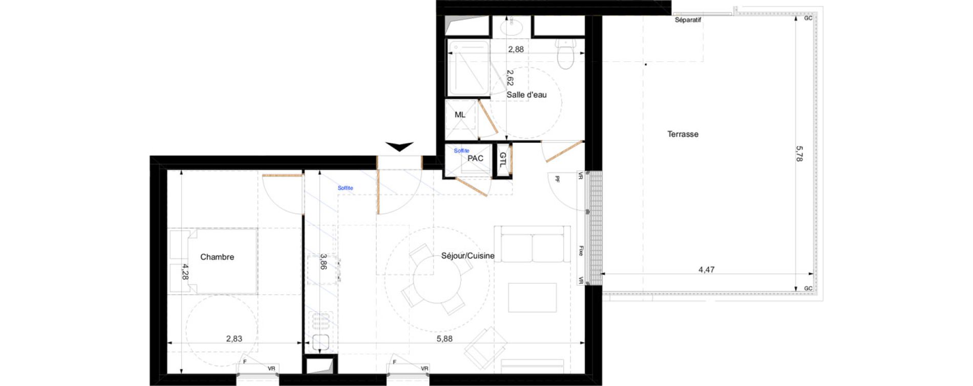 Appartement T2 de 45,40 m2 &agrave; Orl&eacute;ans Corne de cerf - guignegault