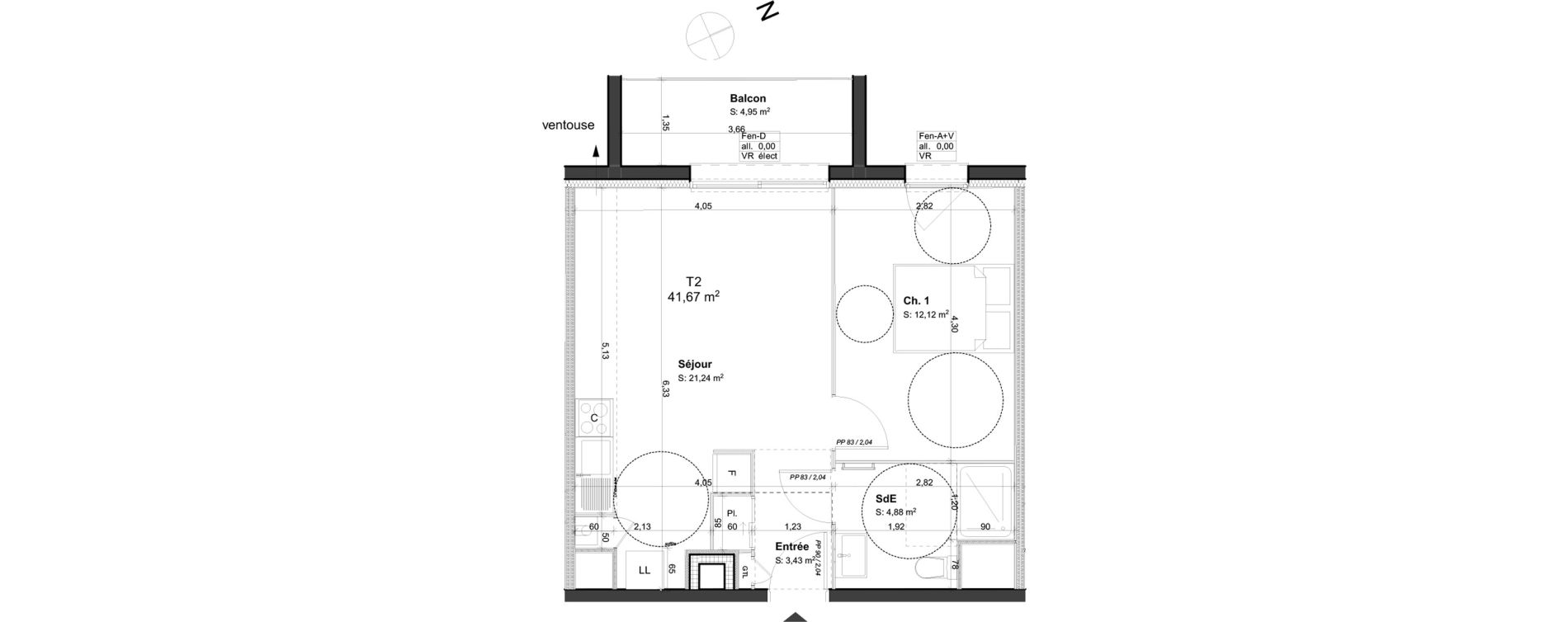 Appartement T2 de 41,67 m2 &agrave; Orl&eacute;ans Blossi&egrave;res - murlins - acacias