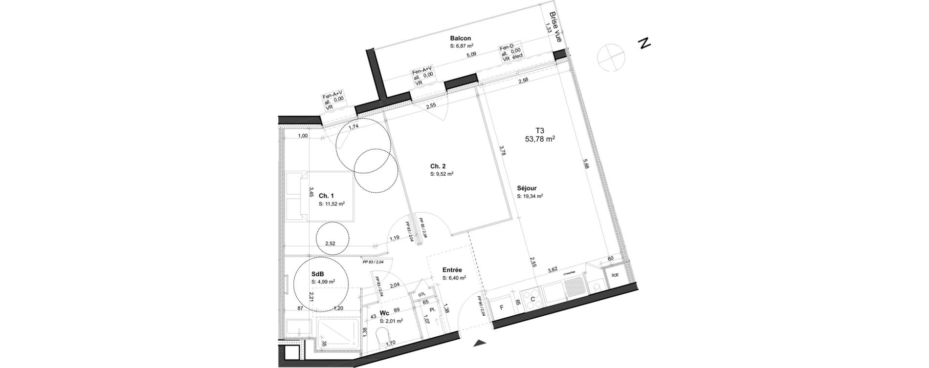 Appartement T3 de 53,78 m2 &agrave; Orl&eacute;ans Blossi&egrave;res - murlins - acacias