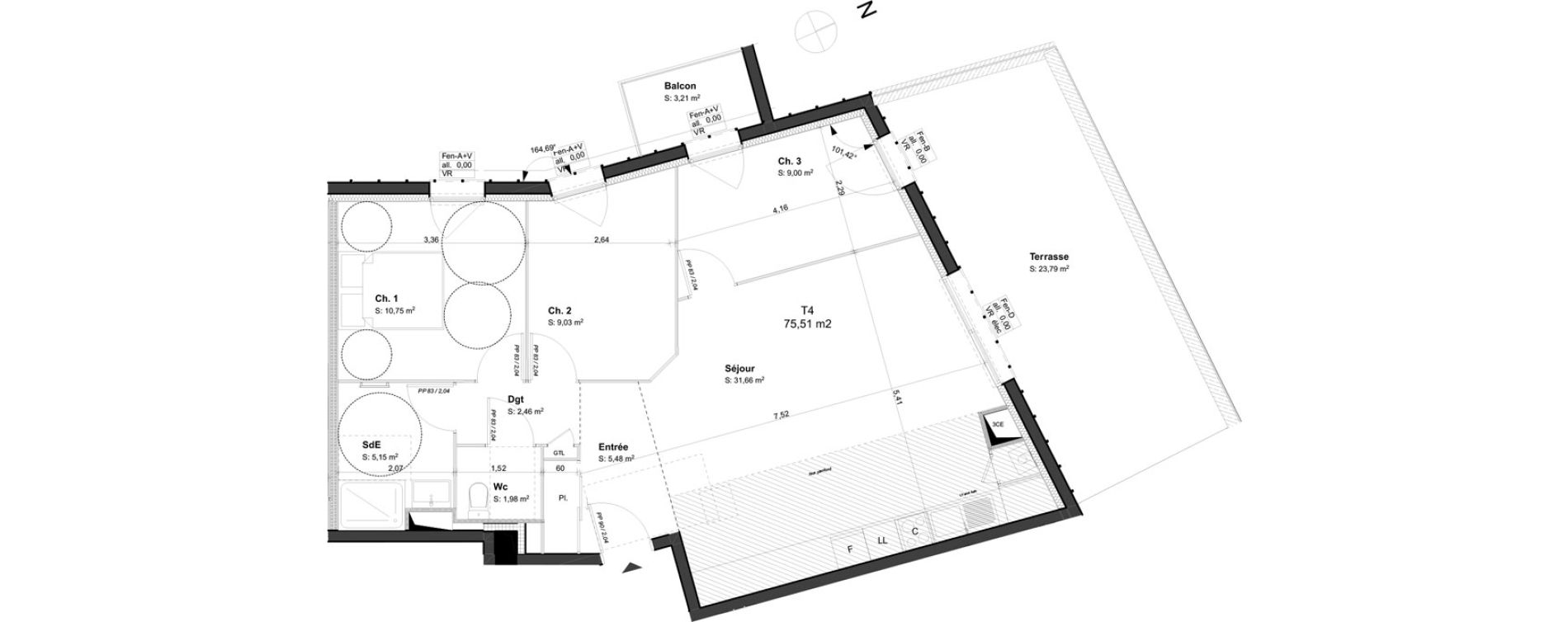 Appartement T4 de 75,51 m2 &agrave; Orl&eacute;ans Blossi&egrave;res - murlins - acacias