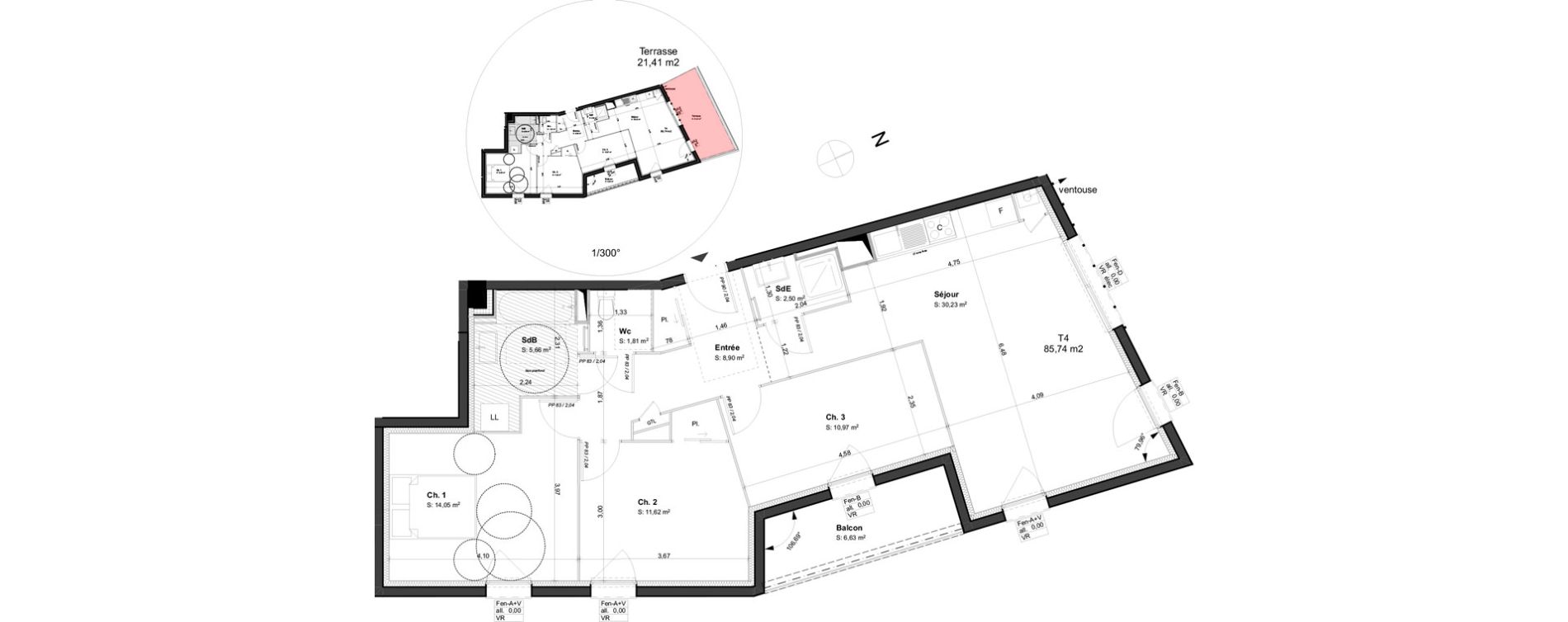 Appartement T4 de 85,74 m2 &agrave; Orl&eacute;ans Blossi&egrave;res - murlins - acacias