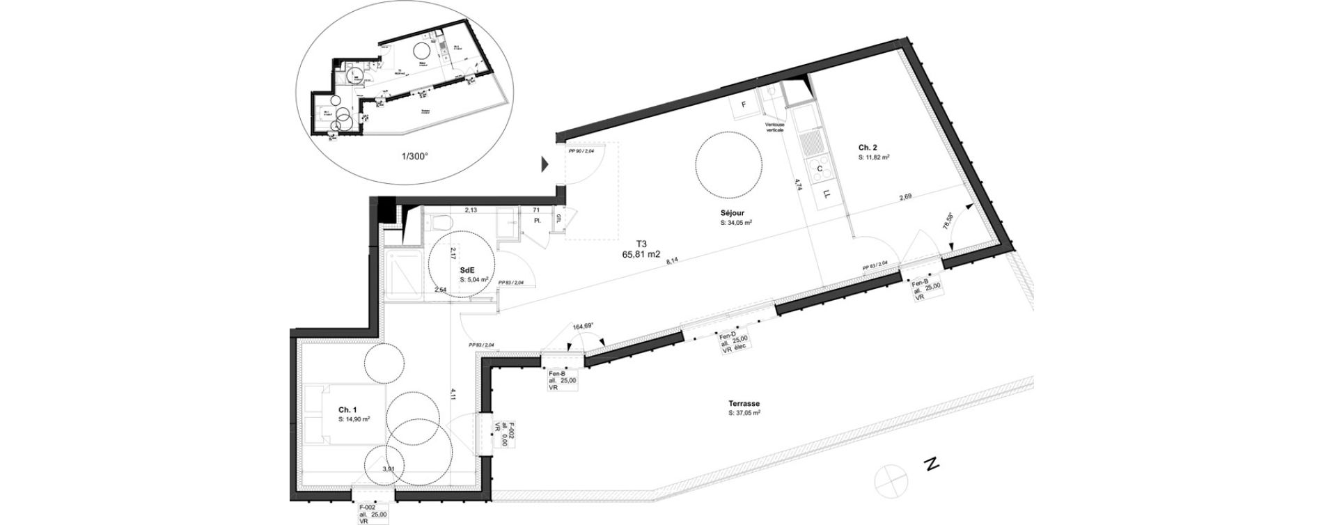 Appartement T3 de 65,81 m2 &agrave; Orl&eacute;ans Blossi&egrave;res - murlins - acacias