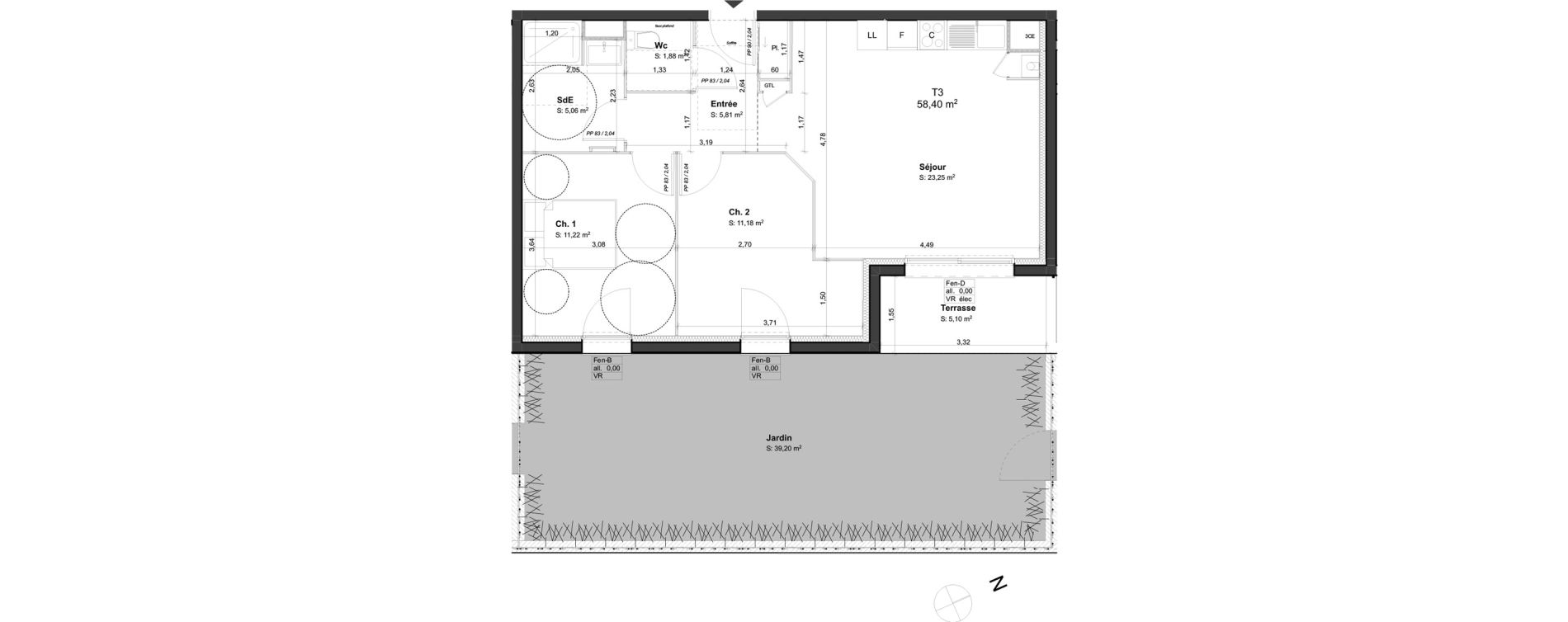 Appartement T3 de 58,40 m2 &agrave; Orl&eacute;ans Blossi&egrave;res - murlins - acacias