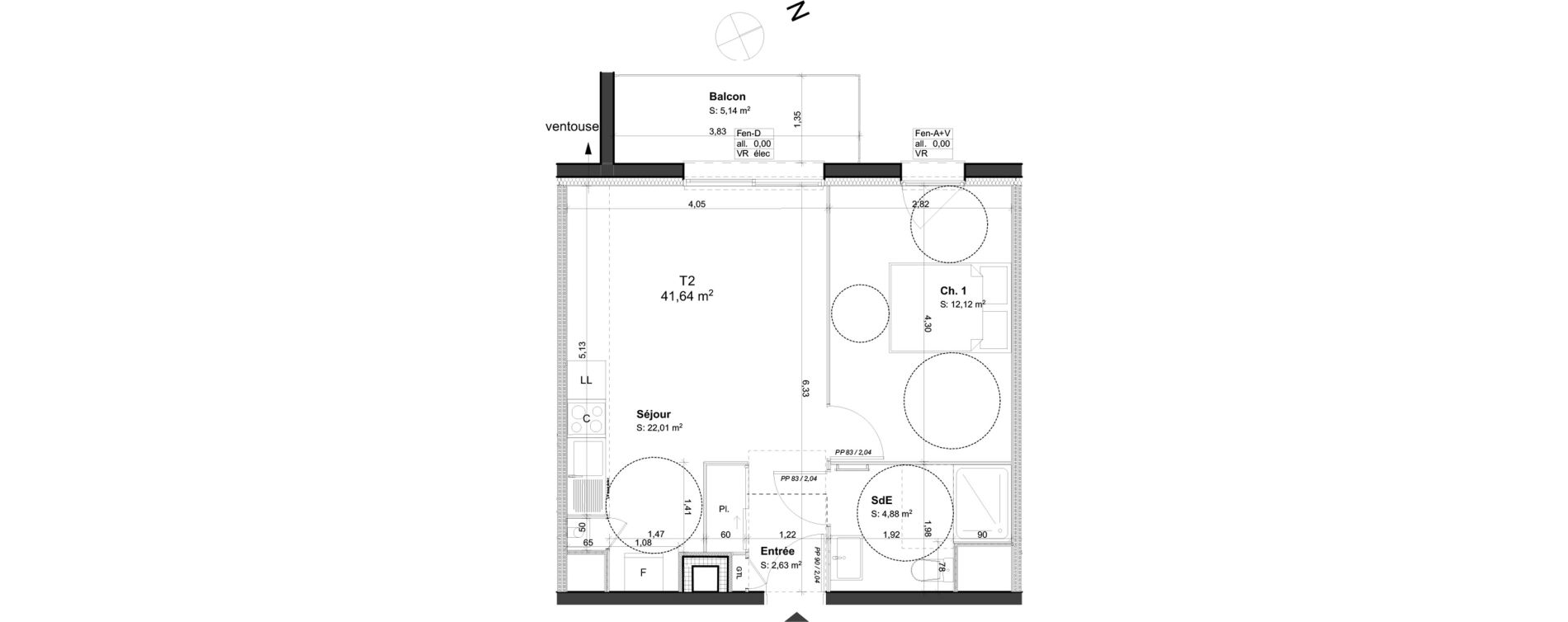 Appartement T2 de 41,64 m2 &agrave; Orl&eacute;ans Blossi&egrave;res - murlins - acacias
