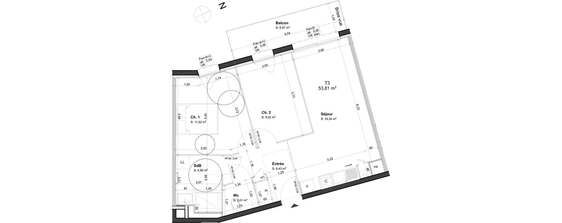 Appartement T3 de 53,81 m2 &agrave; Orl&eacute;ans Blossi&egrave;res - murlins - acacias
