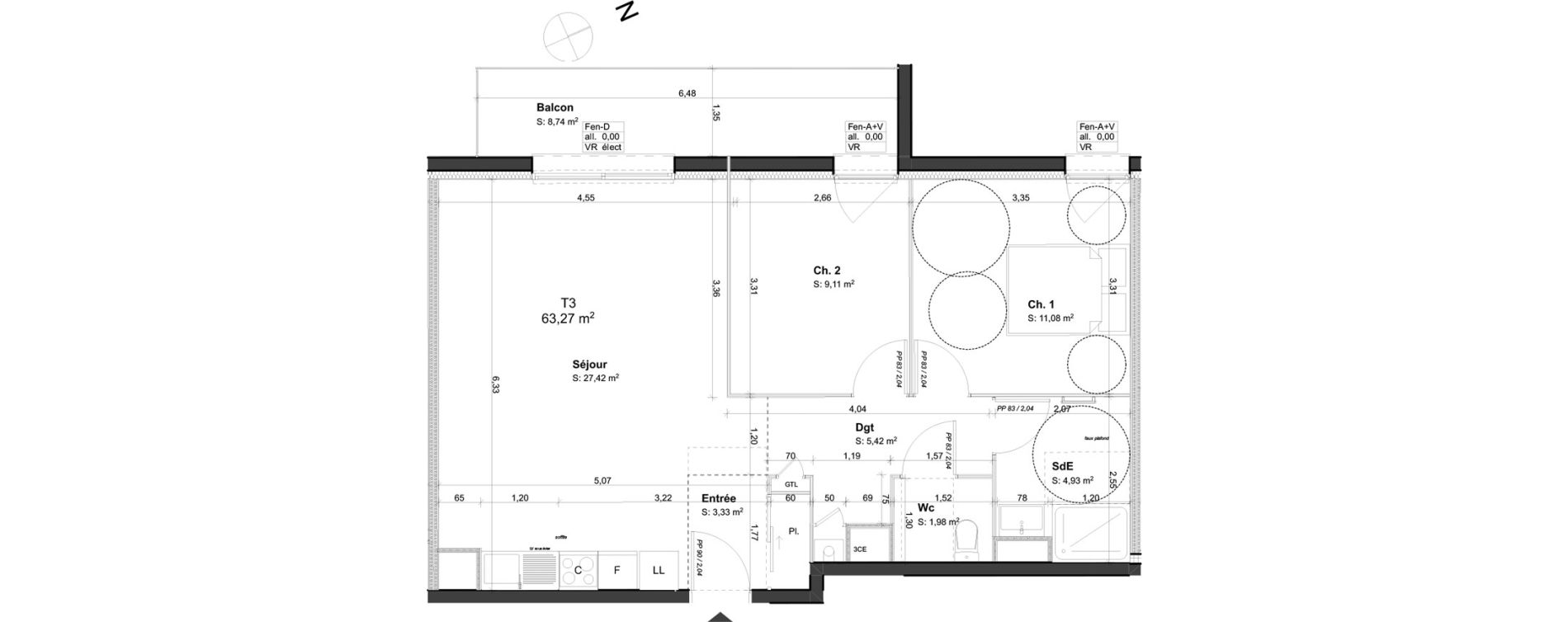 Appartement T3 de 63,27 m2 &agrave; Orl&eacute;ans Blossi&egrave;res - murlins - acacias