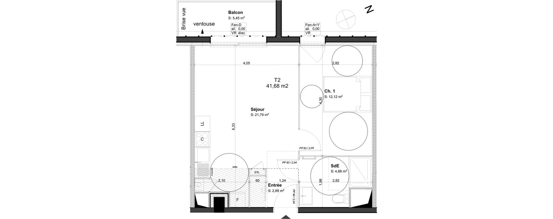 Appartement T2 de 41,68 m2 &agrave; Orl&eacute;ans Blossi&egrave;res - murlins - acacias