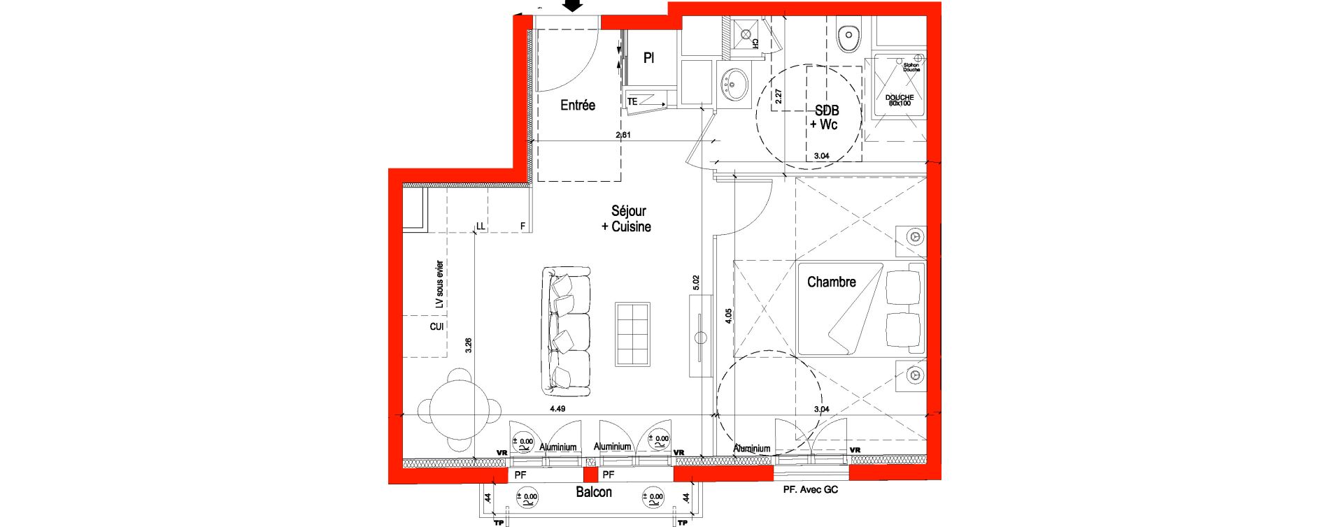 Appartement T2 de 41,00 m2 &agrave; Orl&eacute;ans Saint-marceau