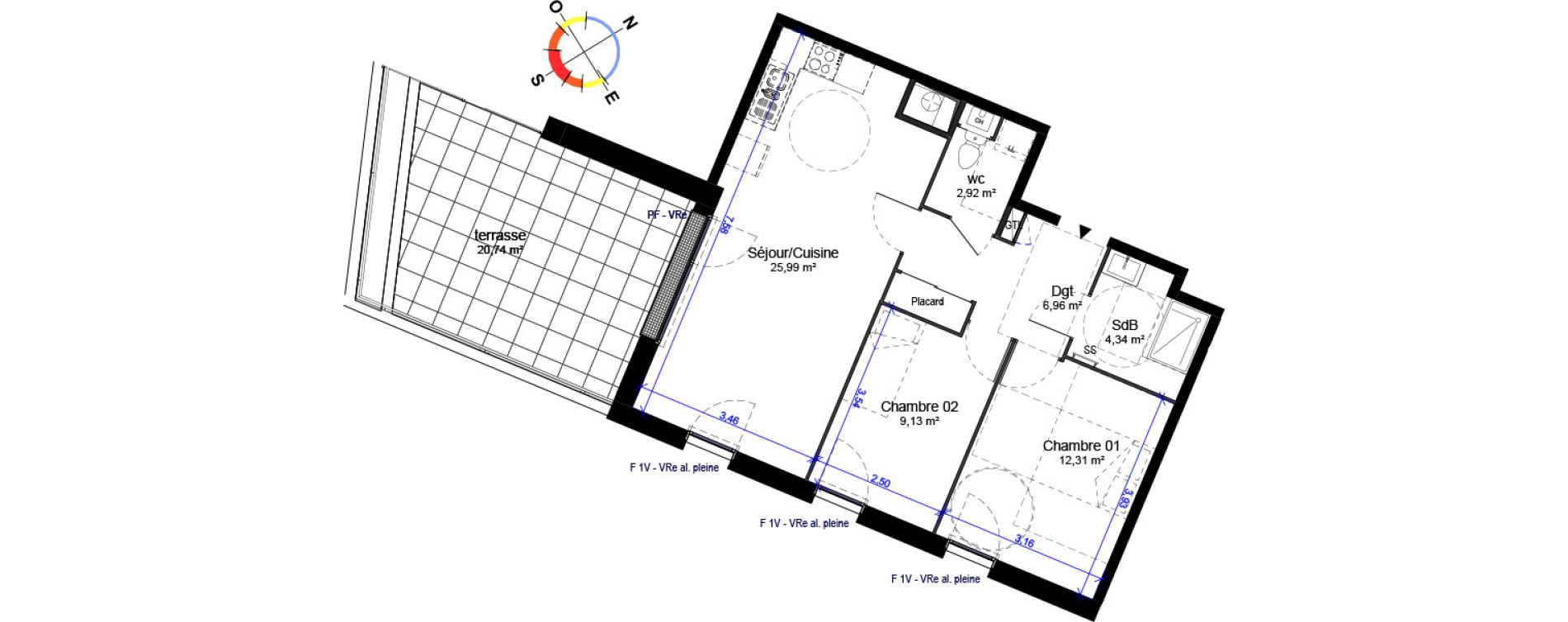 Appartement T3 de 61,65 m2 &agrave; Orl&eacute;ans Barri&egrave;re st-marc - la fontaine