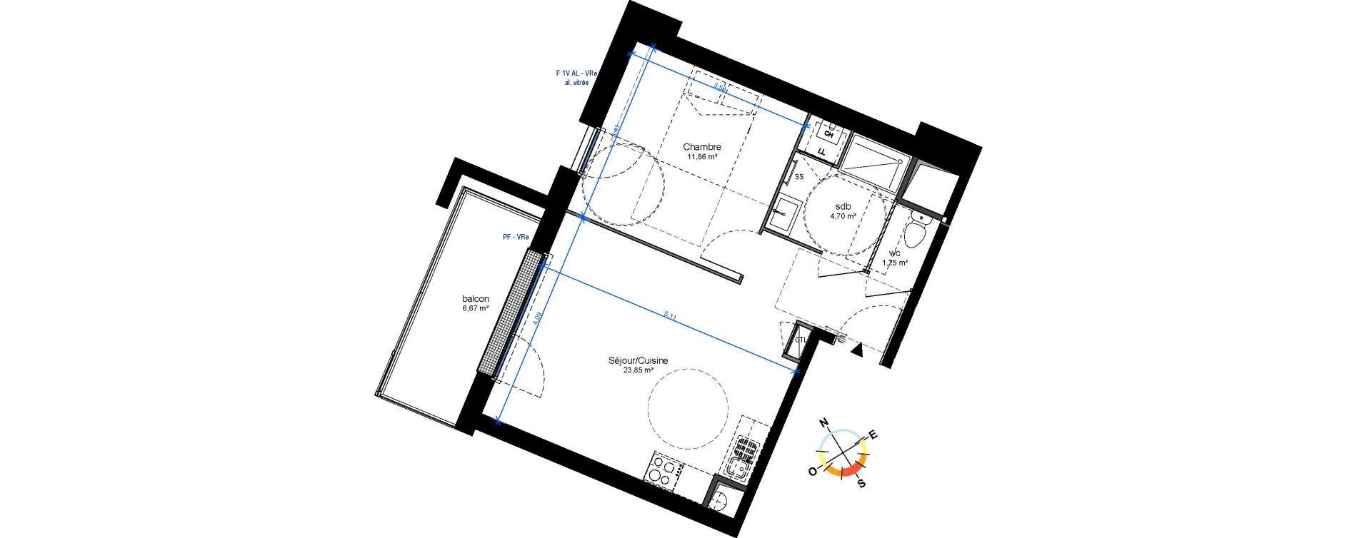 Appartement T2 de 41,66 m2 &agrave; Orl&eacute;ans Barri&egrave;re st-marc - la fontaine