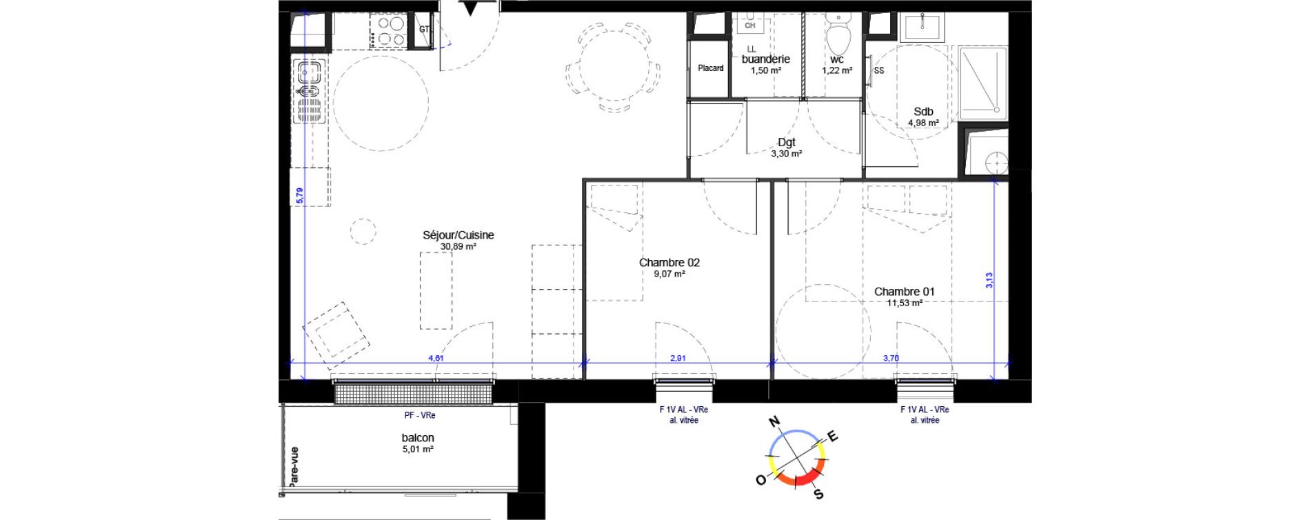 Appartement T3 de 62,49 m2 &agrave; Orl&eacute;ans Barri&egrave;re st-marc - la fontaine