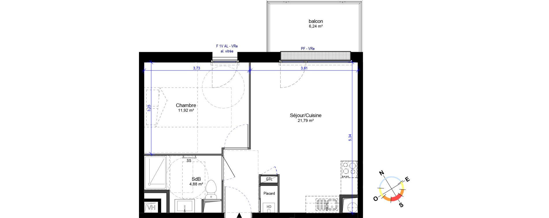 Appartement T2 de 38,59 m2 &agrave; Orl&eacute;ans Barri&egrave;re st-marc - la fontaine