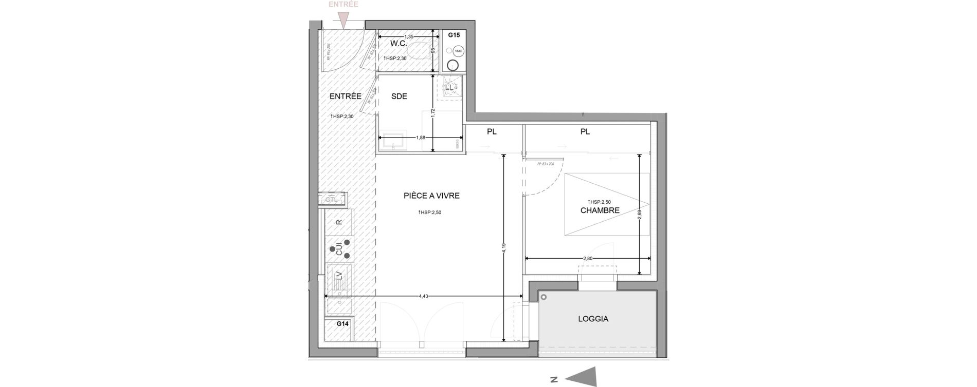 Appartement T2 de 36,35 m2 &agrave; Orl&eacute;ans Saint marc - faubourg bourgogne - argonne sud