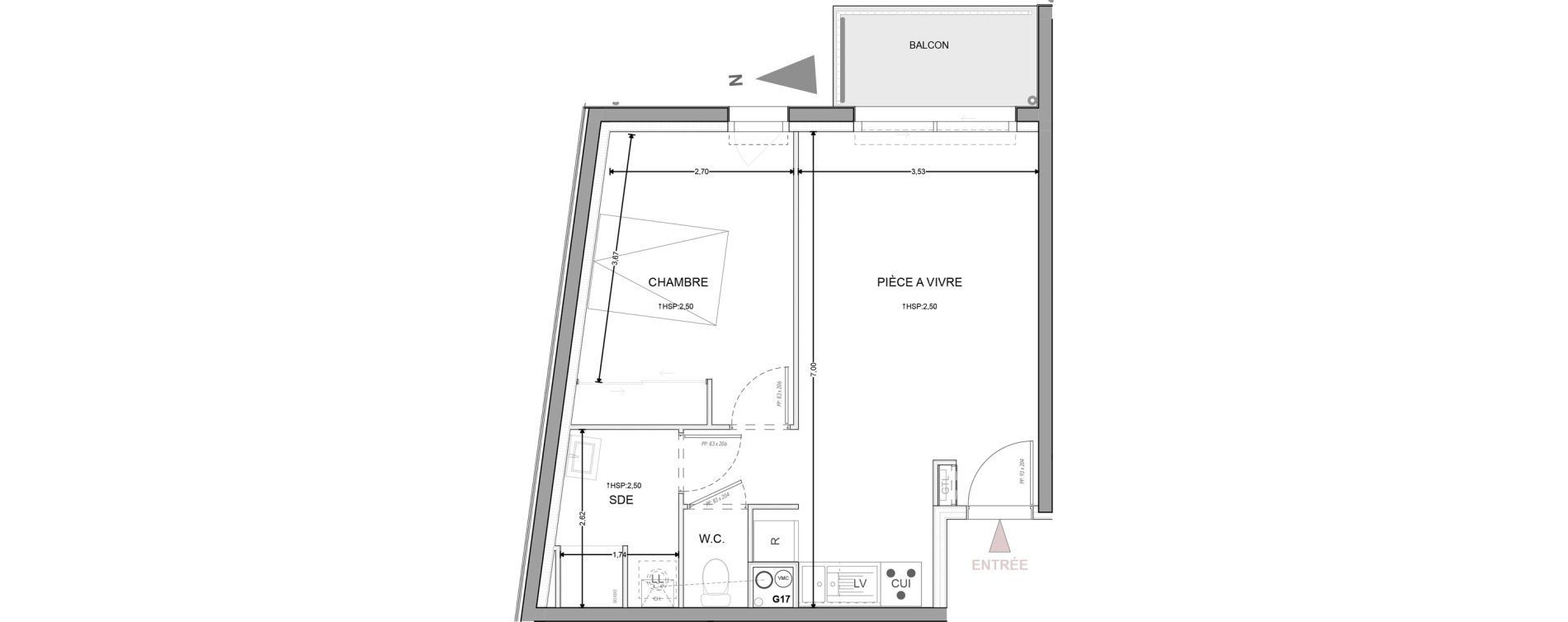 Appartement T2 de 43,31 m2 &agrave; Orl&eacute;ans Saint marc - faubourg bourgogne - argonne sud