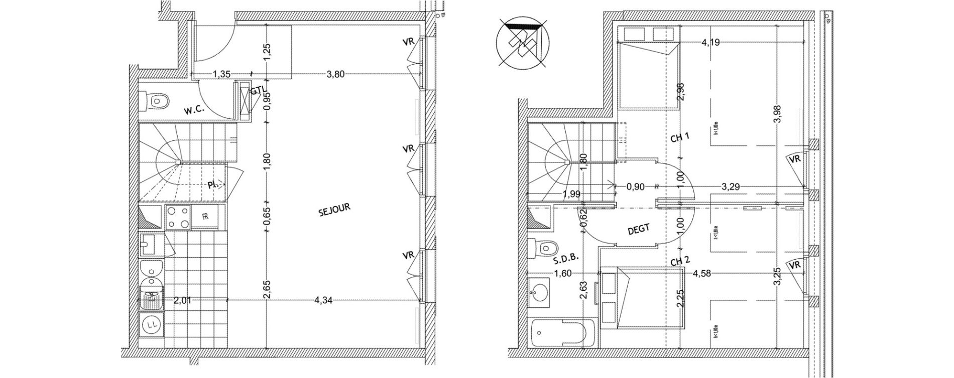Duplex T3 de 66,21 m2 &agrave; Orl&eacute;ans Ch&acirc;teaudun - dunois - faubourg bannier