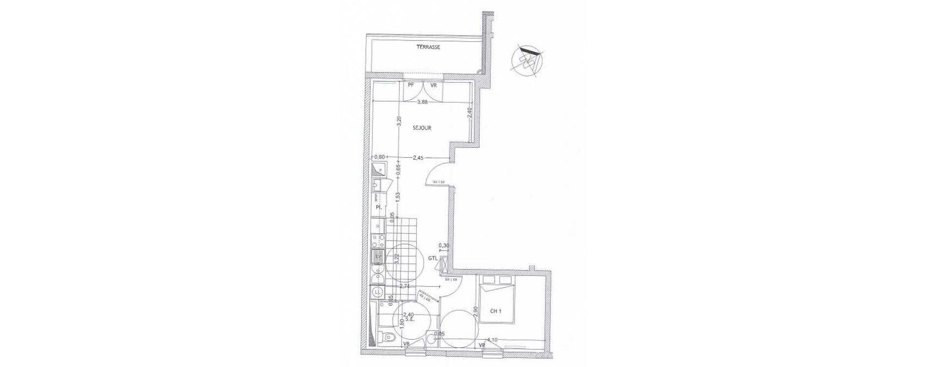 Appartement T2 de 44,22 m2 &agrave; Orl&eacute;ans Ch&acirc;teaudun - dunois - faubourg bannier