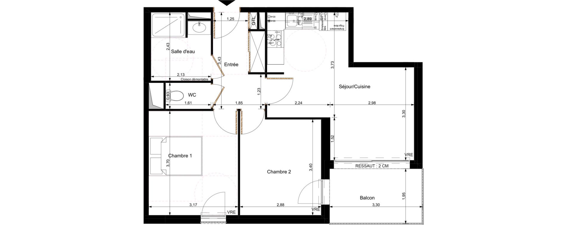 Appartement T3 de 53,46 m2 &agrave; Orl&eacute;ans Saint-marceau