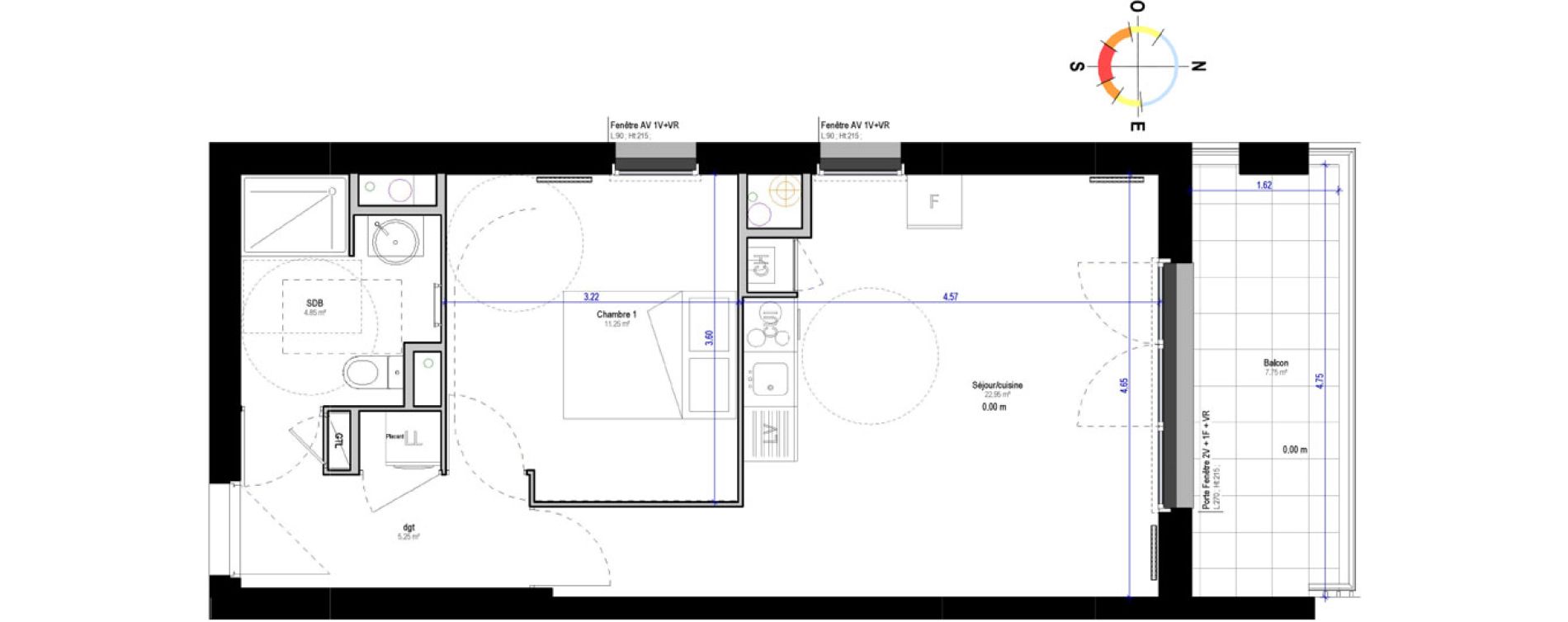 Appartement T2 de 44,25 m2 &agrave; Orl&eacute;ans Saint-marceau