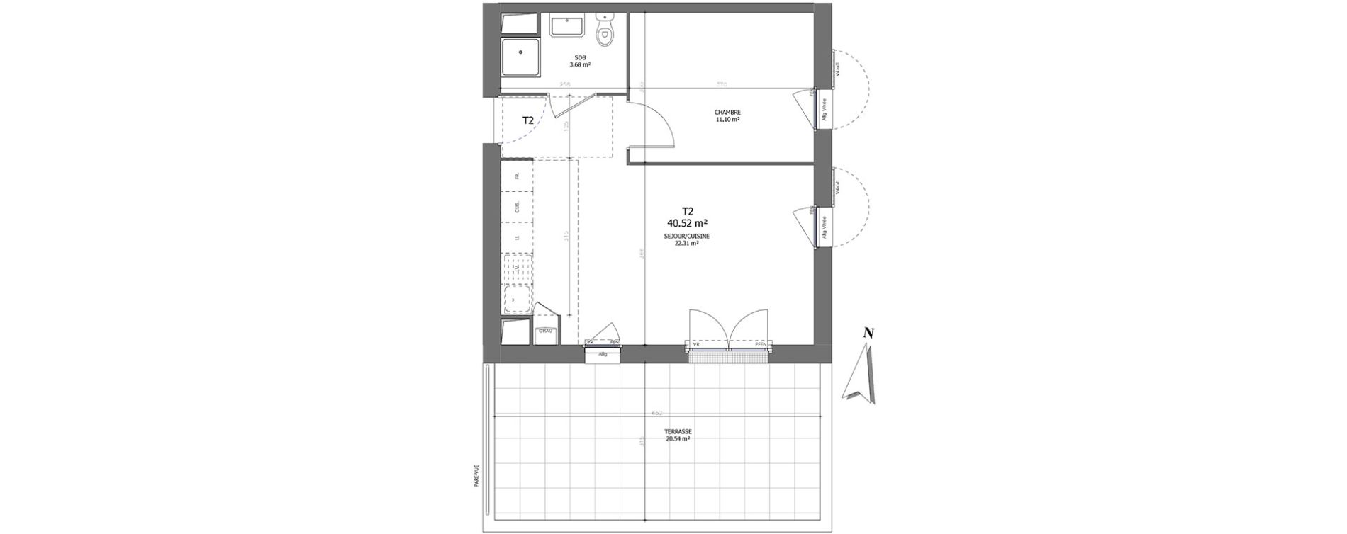 Appartement T2 de 40,52 m2 &agrave; Saint-Jean-De-Braye Centre