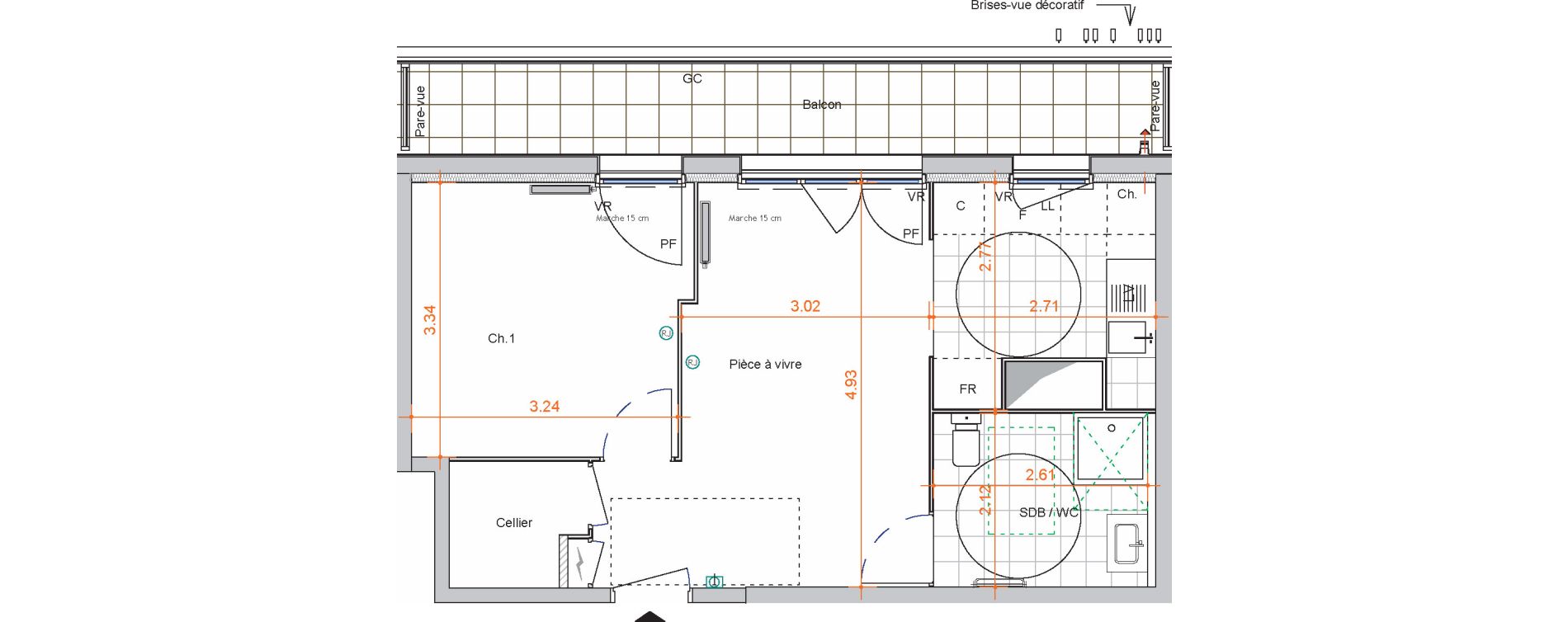Appartement T2 de 42,00 m2 &agrave; Saint-Jean-De-Braye Centre ville