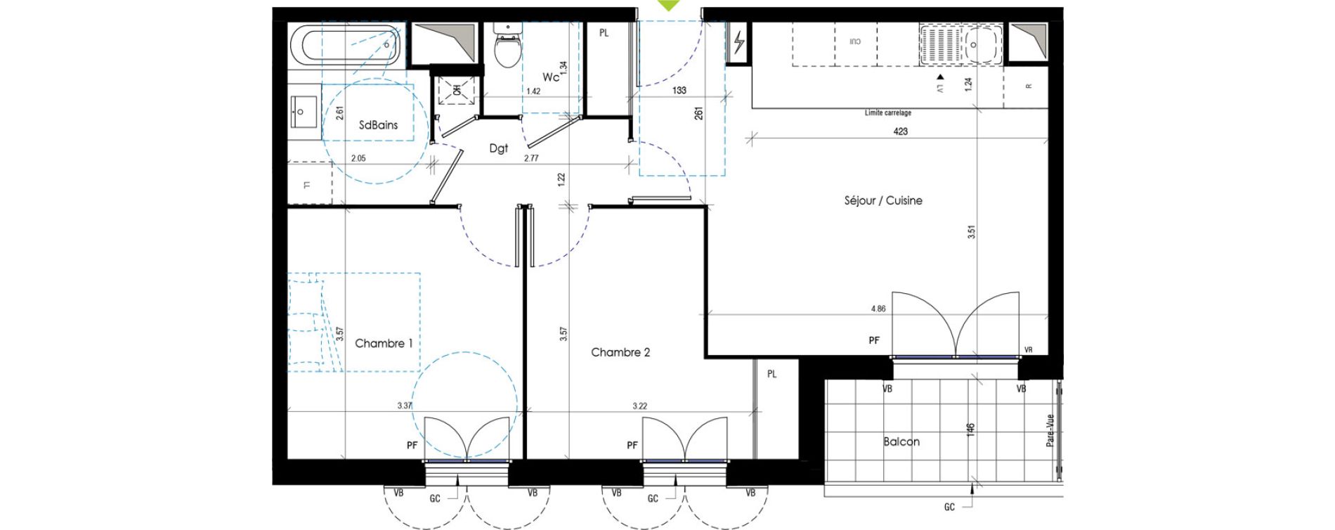 Appartement T3 de 59,89 m2 &agrave; Saint-Jean-De-La-Ruelle Centre