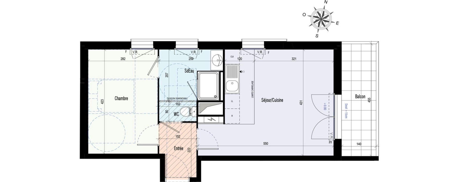 Appartement T2 de 41,88 m2 &agrave; Saint-Jean-De-La-Ruelle Les berges d'houlippe