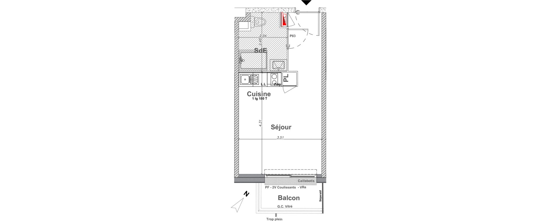 Appartement T1 de 23,35 m2 &agrave; Saint-Jean-Le-Blanc Centre