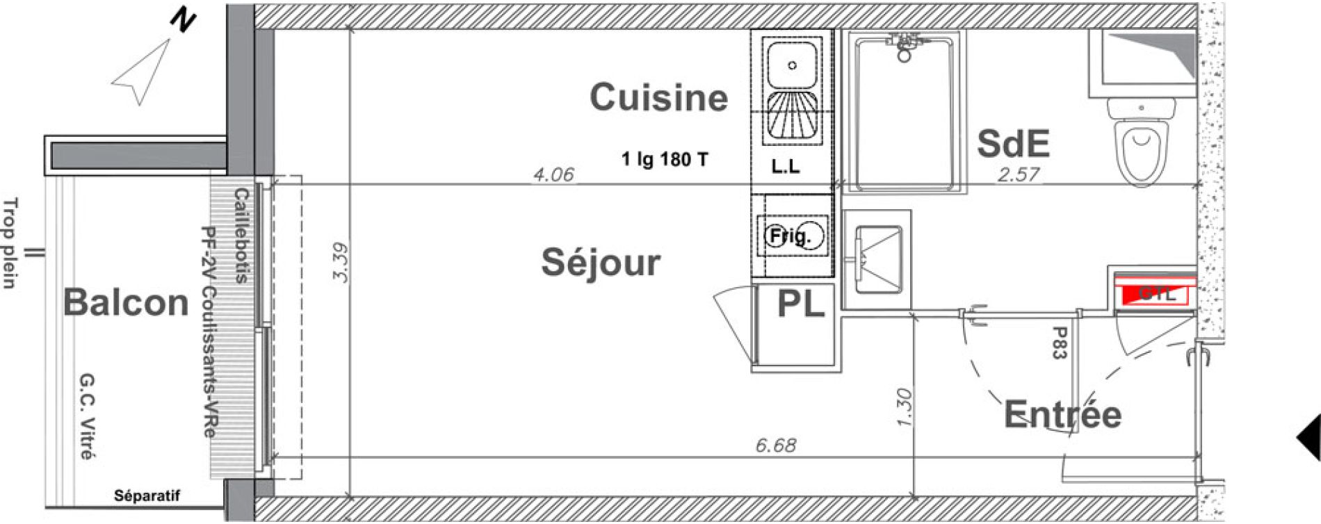 Appartement T1 de 22,02 m2 &agrave; Saint-Jean-Le-Blanc Centre