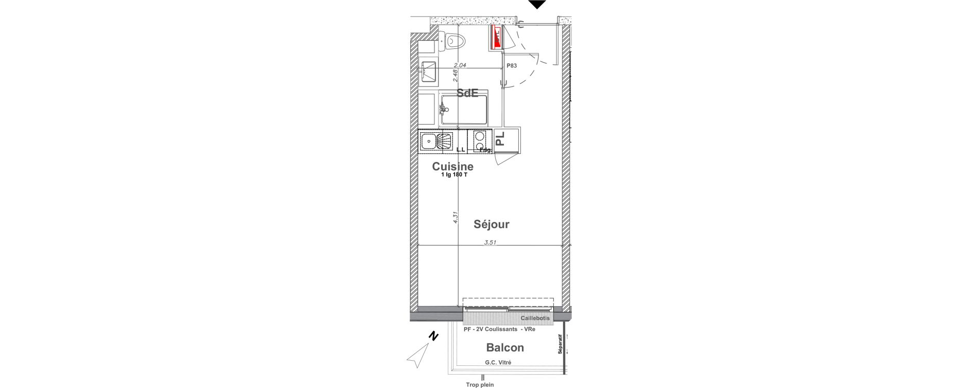 Appartement T1 de 23,35 m2 &agrave; Saint-Jean-Le-Blanc Centre