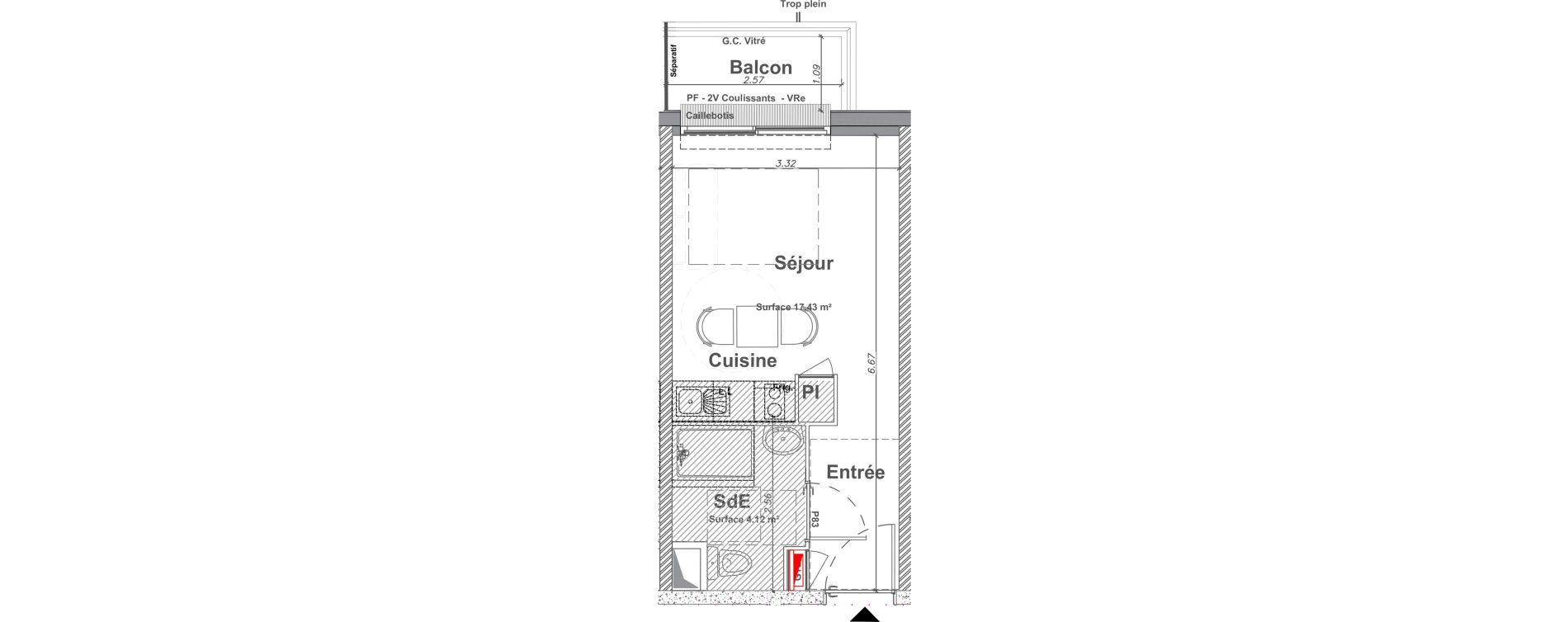 Appartement T1 de 21,55 m2 &agrave; Saint-Jean-Le-Blanc Centre