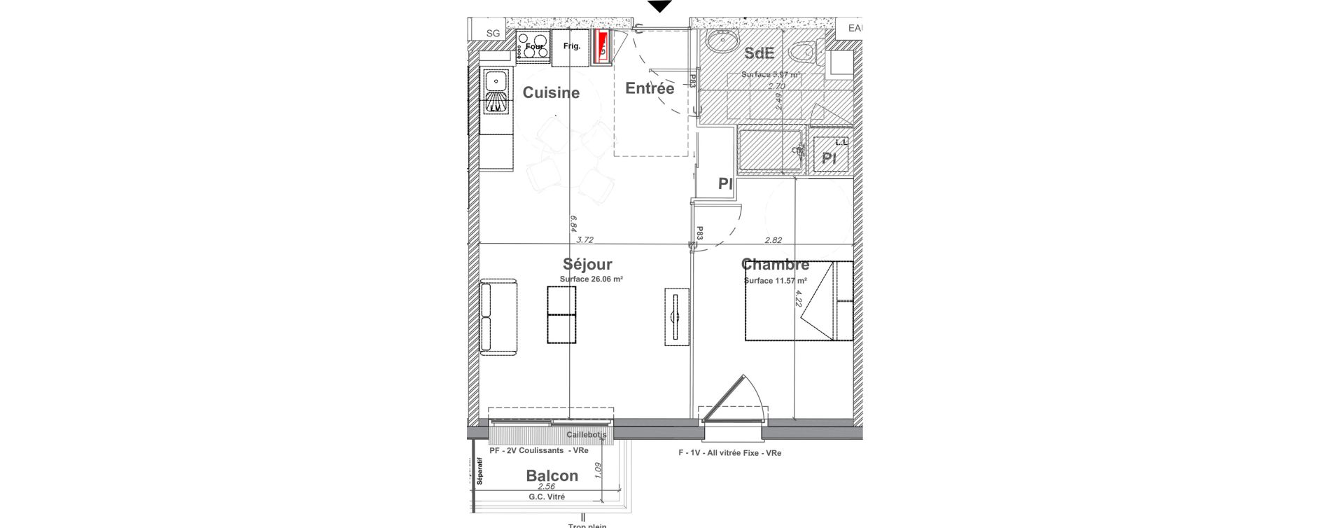 Appartement T2 de 43,60 m2 &agrave; Saint-Jean-Le-Blanc Centre