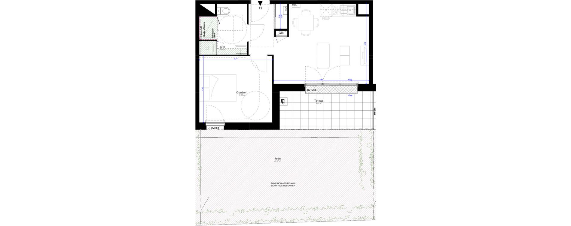 Appartement T2 de 41,83 m2 &agrave; Saran Centre