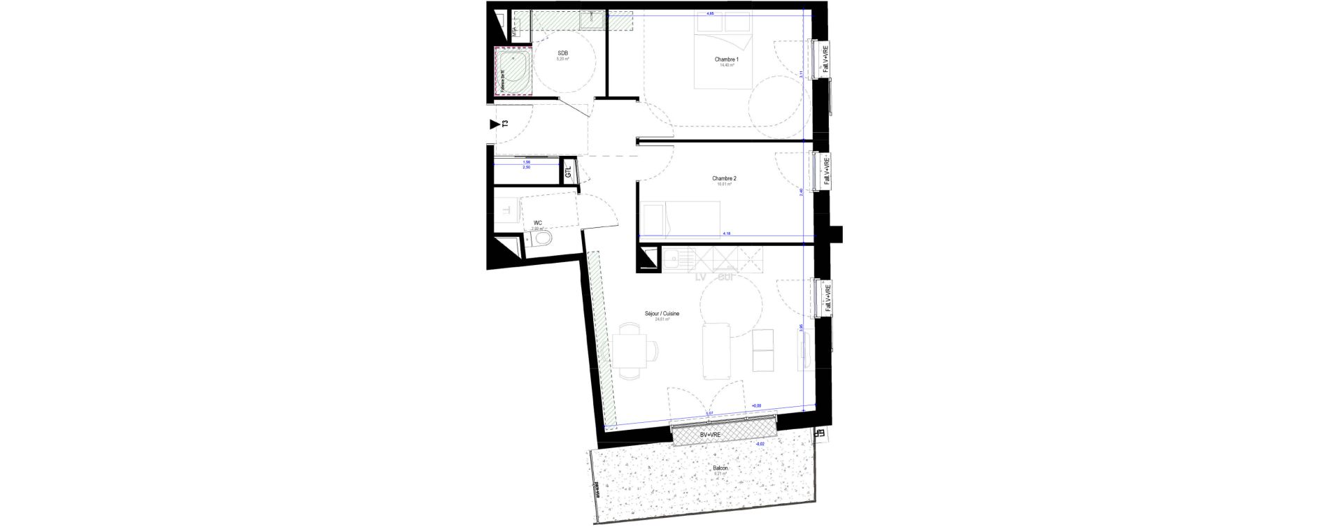 Appartement T3 de 62,85 m2 &agrave; Saran Centre