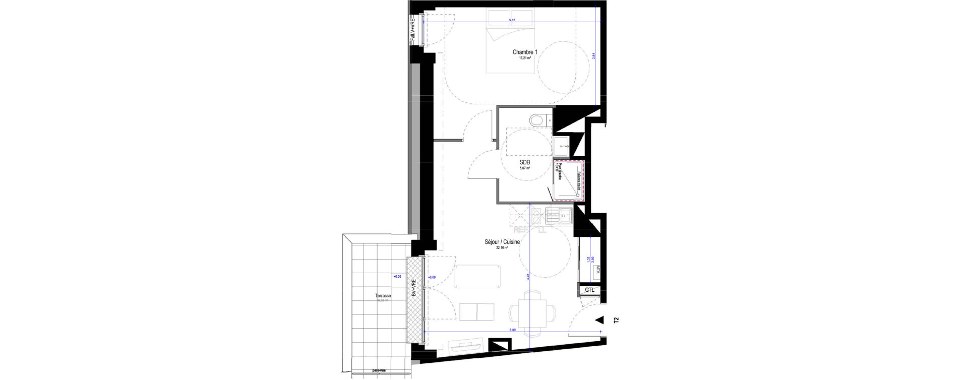 Appartement T2 de 43,04 m2 &agrave; Saran Centre