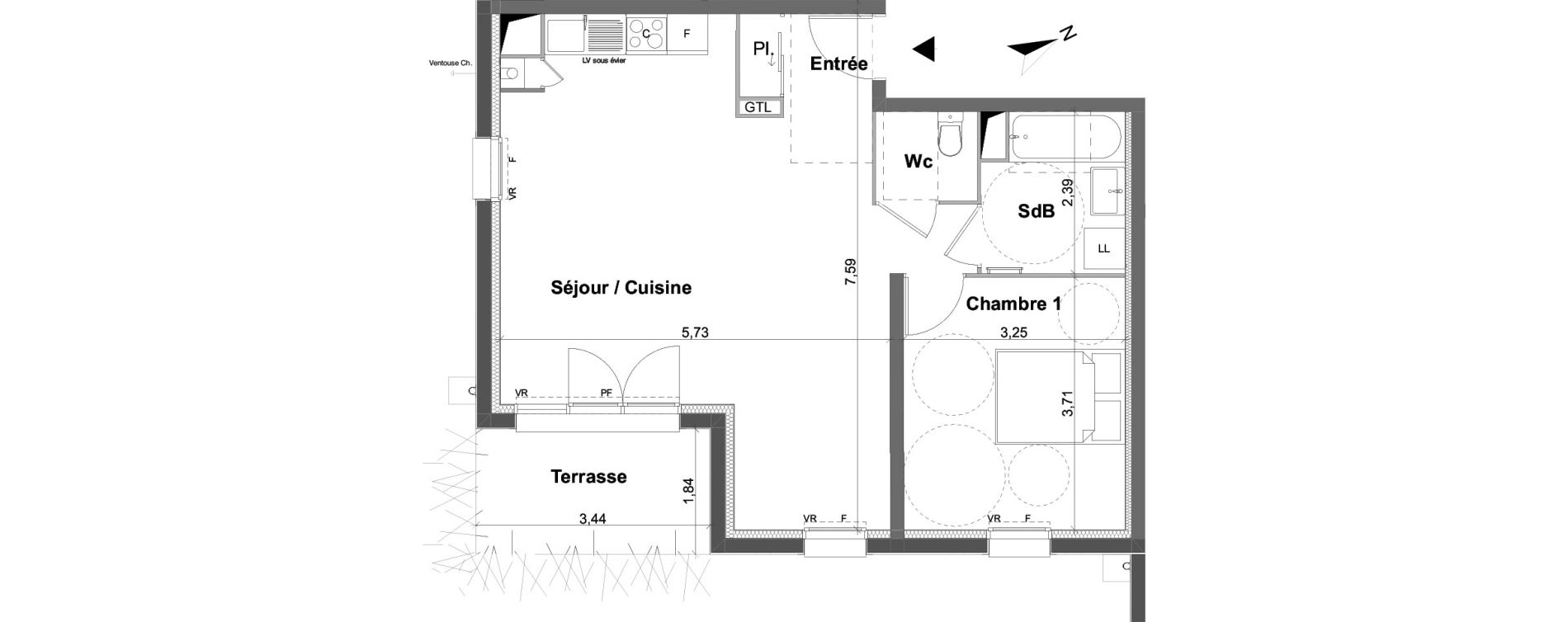 Appartement T3 de 55,81 m2 &agrave; Saran Centre