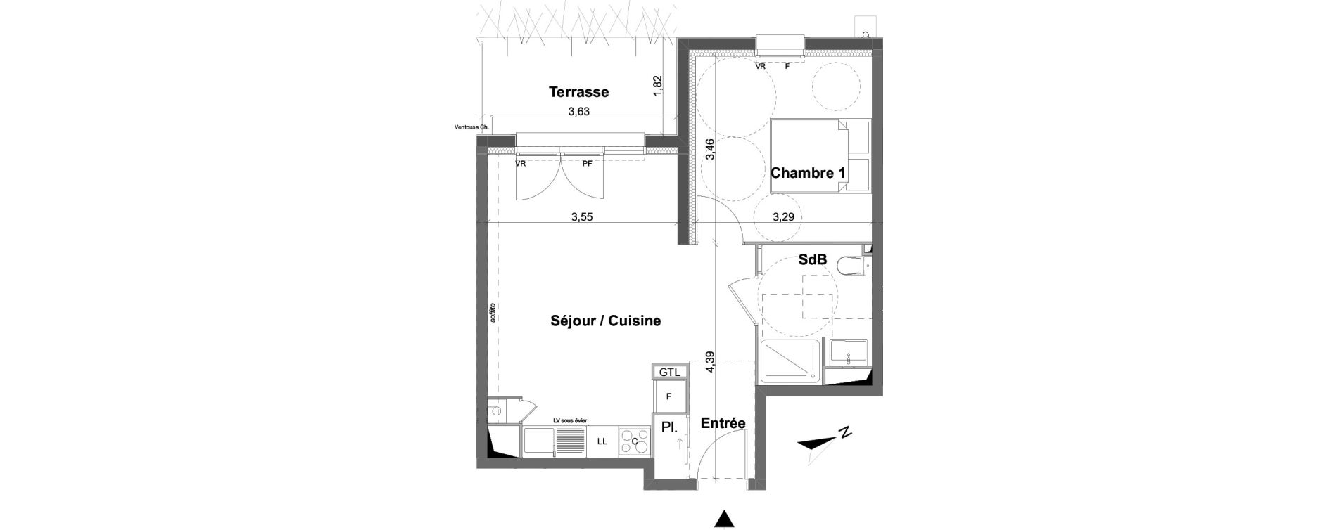 Appartement T2 de 42,59 m2 &agrave; Saran Centre