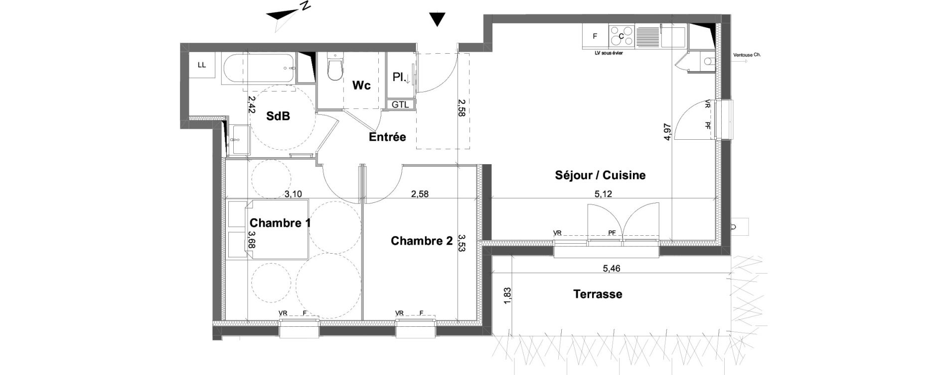 Appartement T3 de 60,96 m2 &agrave; Saran Centre