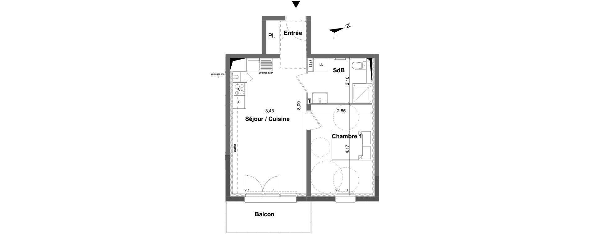 Appartement T2 de 42,08 m2 &agrave; Saran Centre