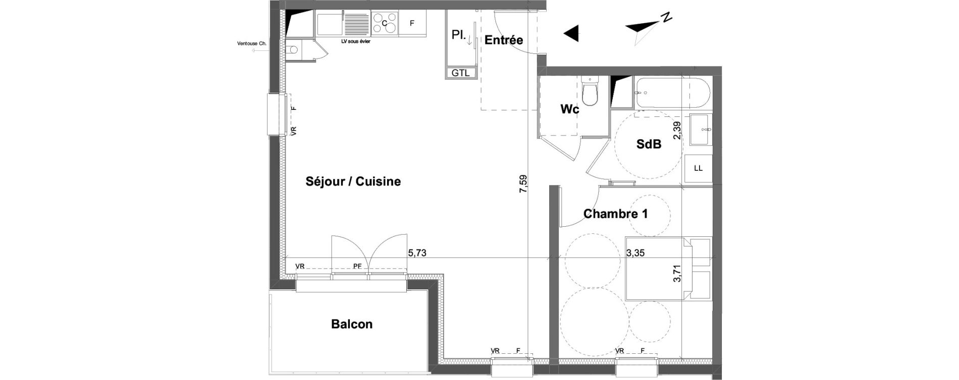 Appartement T3 de 56,36 m2 &agrave; Saran Centre