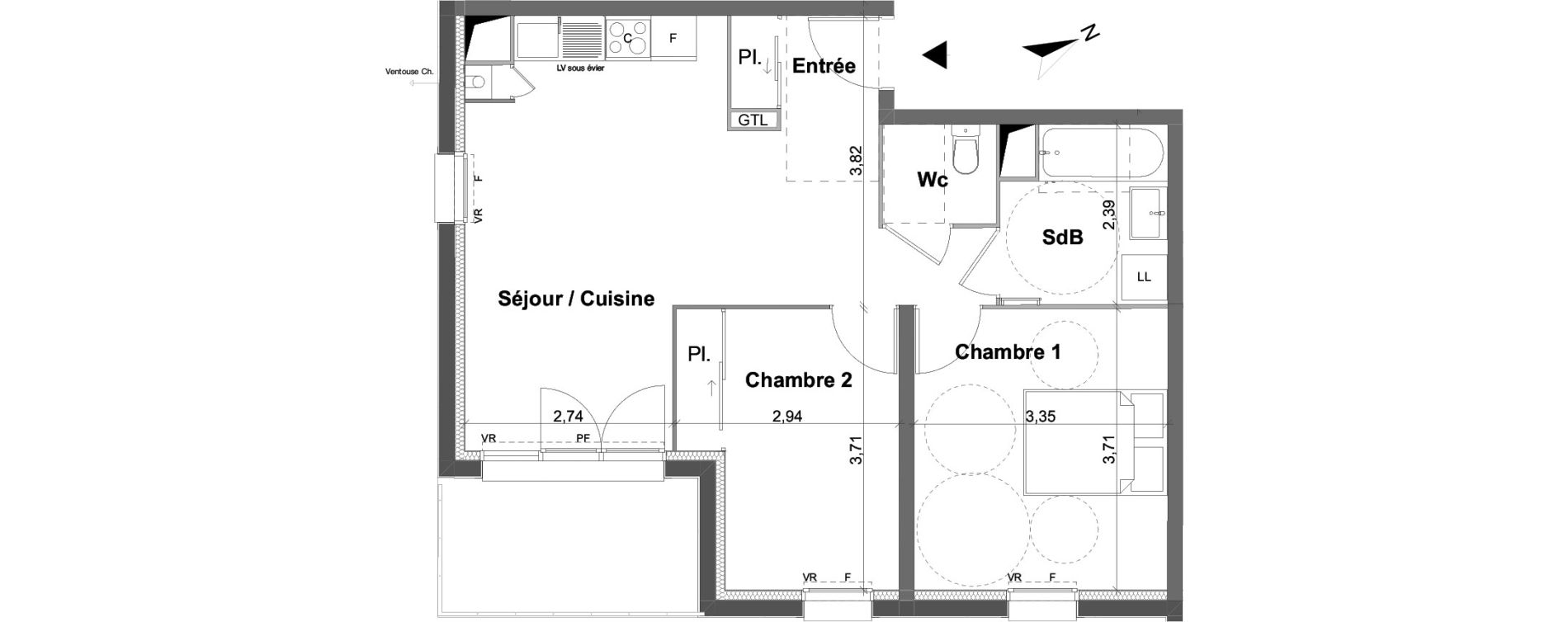 Appartement T3 de 56,36 m2 &agrave; Saran Centre